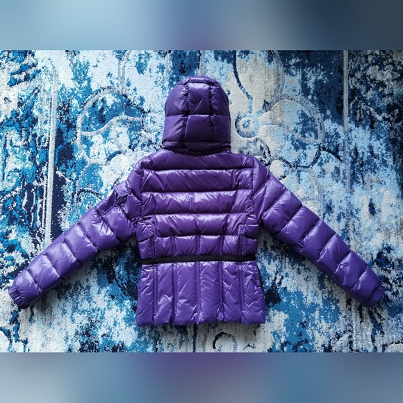 Women's Moncler Grenadille 2012 Purple Hooded Belted Down Jacket Size 3 US M - Picture 2 of 10